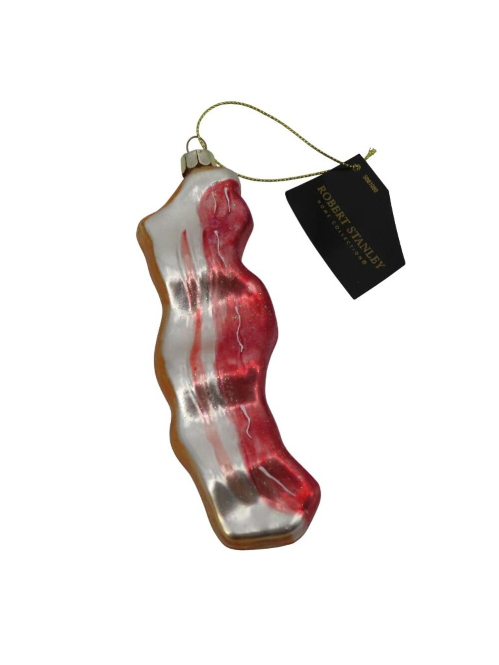 Robert Stanley Strip Of Bacon Ornament Glass Glittered Christmas Holiday NEW